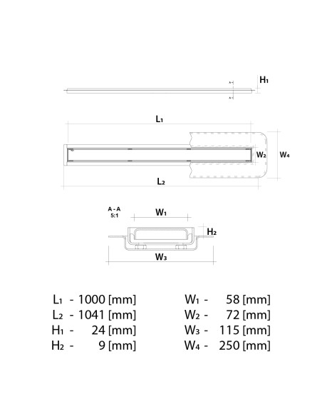 Disegno tecnico: Scarico Lineare Wiper 1000 Elite Ponente 