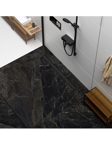 Esempio: vista da sopra di una docci moderna mamrmo nero con scarico e accessori Nero 