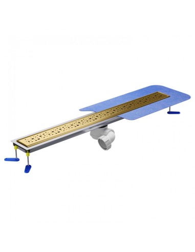 Set Doccia Walk In: Scarico Doccia Lineare Con Scarico Ausiliare, Griglia Mistral Brass E Finitura