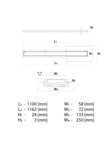 Disegno tecnico:  Scarico Lineare Wiper 1100 MCR Ponente 