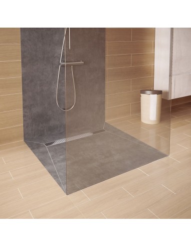 Esempio di un&#039;area bagno finita con scarico disponibile quì - parete doccia parallela al muro (doccia rettangolare)
