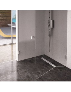 Esempio di un are bagno finita con scarico disponibile quì - installazione ad angolo classica (doccia quadrata)