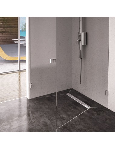 Esempio di un are bagno finita con scarico disponibile quì - installazione ad angolo classica (doccia quadrata)