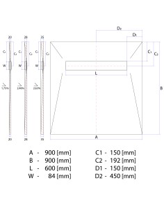 Disegno tecnico: Resinbase Wiper 900 x 900 mm MCR PVD Pure Silver 