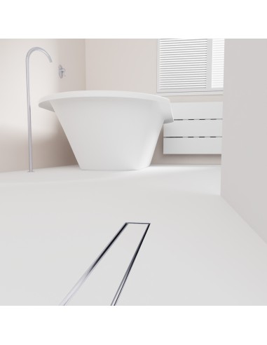 Esempio di un area doccia aperta con vasca e scarico Silver integrato, con pavimento in microcemento chiaro