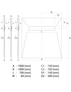 Disegno tecnico: Resinbase Wiper 1000 x 1000 mm MCR PVD Sirocco Silver 