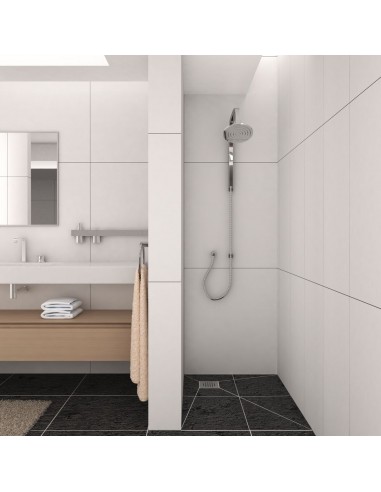 Esempio di Wet Room finita con lo scarico disponibile qui (wet room quadrata con scarico nell&#039;angolo)