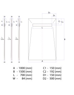 Disegno tecnico: Resinbase Wiper 1000 x 1500 mm MCR PVD Reversible Black 