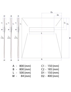 Set Sigillante: Piatto Doccia A 4 Vie Verso Lo Scario, Griglie Pure Argento [surface] Con Scarico Incluso 2