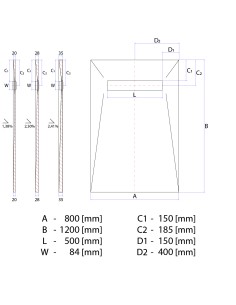Set Sigillante: Piatto Doccia A 4 Vie Verso Lo Scario, Griglie Pure Argento [surface] Con Scarico Incluso 2