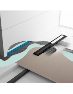 Esempio : vista da sopra di una docci moderna mamrmo nero con scarico e accessori Nero 