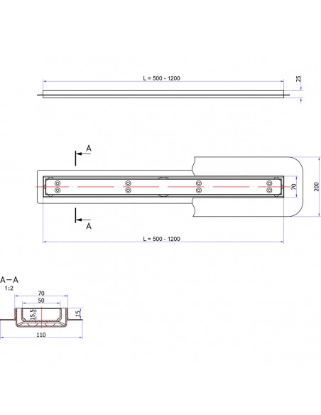 Canalina doccia 800 mm Sieme Clear