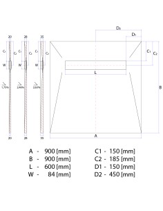 Set Sigillante: Piatto Doccia A 4 Vie Verso Lo Scario, Griglie Ponente Argento [surface] Con Scarico Incluso 2