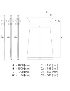 Set Sigillante: Piatto Doccia A 4 Vie Verso Lo Scario, Griglie Ponente Argento [surface] Con Scarico Incluso 2