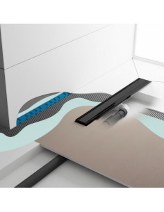 Esempio : vista da sopra di una docci moderna mamrmo nero con scarico e accessori Nero 