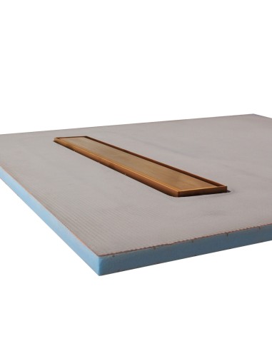 Vista a lato del piatto doccia 500 Ottone con copertura Ponente 