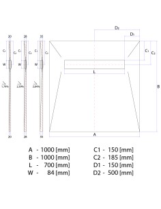 Disegno tecnico : Scarico Lineare Wiper 1000x1000 Elite Mistral 