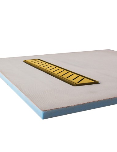 Vista a lato del piatto doccia 700 Ottone con copertura Zonda 