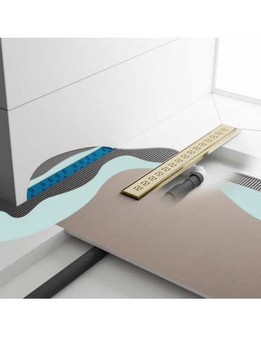 Esempio : vista da sopra di una docci moderna mamrmo nero con scarico e accessori Ottone 