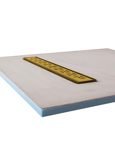 Vista a lato del piatto doccia 500 Ottone con copertura Tivano 