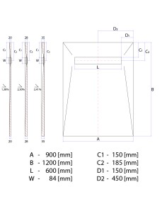 Disegno tecnico : Scarico Lineare Wiper 900x1200 Elite Sirocco 
