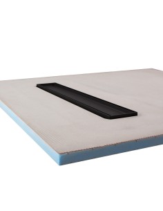 Vista a lato del piatto doccia 600 Nero con copertura Reversible 
