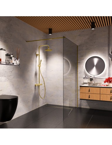 Esempio di un bagno scuro combinato con elementi moderni in legno e accessori Ottone  - tiled cover side