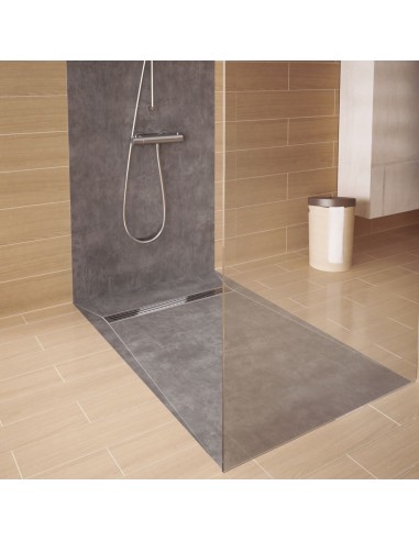 Esempio di un&#039;area bagno finita con scarico disponibile quì - parete doccia parallela al muro (doccia rettangolare)