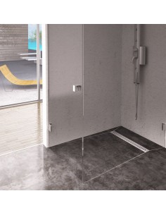 Esempio di un are bagno finita con scarico disponibile quì - installazione ad angolo classica (doccia quadrata)