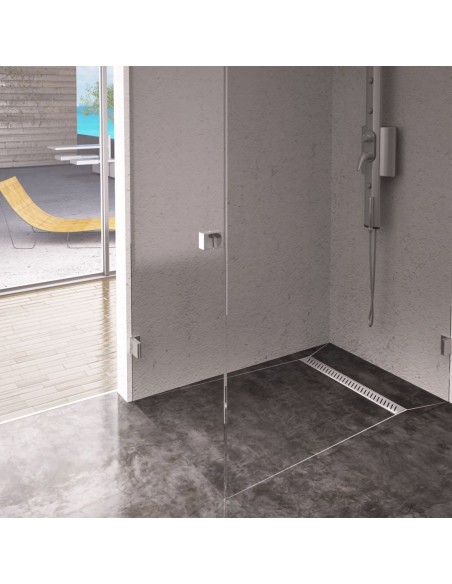 Esempio di un are bagno finita con scarico disponibile quì - installazione ad angolo classica (doccia quadrata)