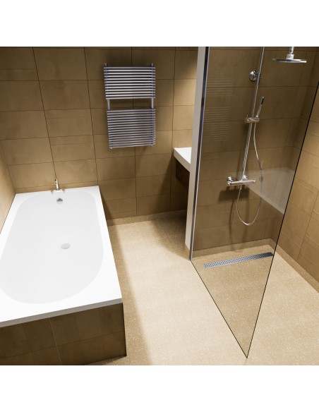 Esempio di un piccola doccia da hotel, con vinile in colore beige