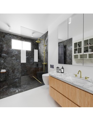 Esempio: Bagno moderno con doccia scura e scarico lineare INTENSI 316