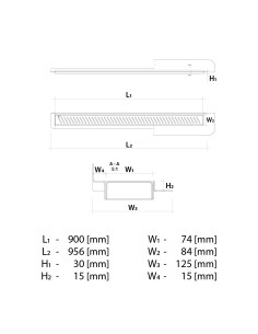 Disegno tecnico: Scarico lineare Wiper 900 a muro Zonda