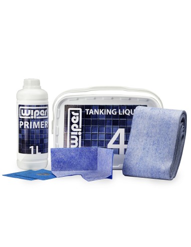 Kit di impermeabilizzazione Wiper incluso primer, membrana sigillante liquida, nastro, angoli e guarnizione per tubi flessibili